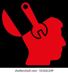 Mind Wrench Surgery vector icon. Style is flat graphic symbol, red color, black background.