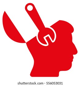 Mind Wrench Surgery vector icon. Style is flat graphic symbol, red color, white background.