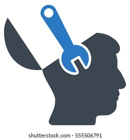 Mind Wrench Surgery vector pictograph. Style is flat graphic bicolor symbol, smooth blue colors, white background.