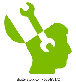 Mind Wrench Tools vector icon. Style is flat graphic symbol, eco green color, white background.
