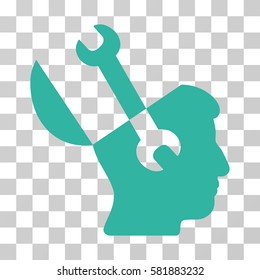 Mind Wrench Tools vector icon. Illustration style is a flat iconic cyan symbol on a transparent background.