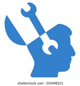 Mind Wrench Tools vector pictograph. Style is flat graphic symbol, cobalt color, white background.
