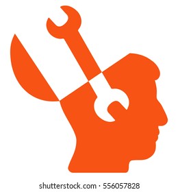 Mind Wrench Tools vector pictograph. Style is flat graphic symbol, orange color, white background.