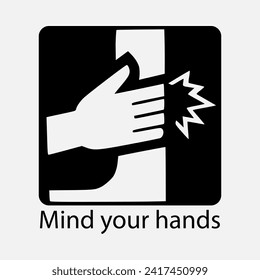 Mind your hands sign. Template isolated on white background. 2D simple flat style graphic design. Can be used for any purposes. Vector EPS10 