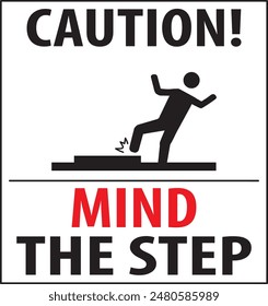 Mind your step warning sign notice vector, Danger mind your step, mind the step warning notice vector