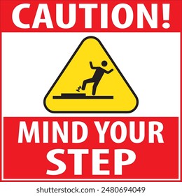 Mind your step warning sign notice vector, Danger mind your step, mind the step warning notice vector