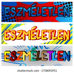 Mind-blowing in Hungarian. Comic book style foreign language cartoon words.