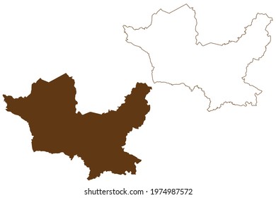 Minden-Lubbecke district (Federal Republic of Germany, State of North Rhine-Westphalia, NRW, Detmold region) map vector illustration, scribble sketch Minden Lubbecke map