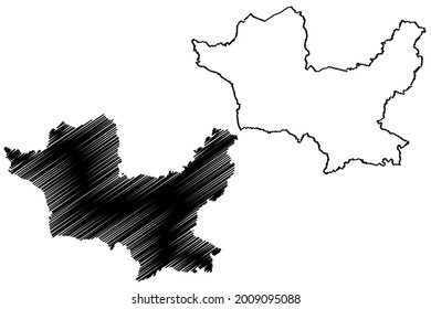 Minden-Lubbecke district (Federal Republic of Germany, State of North Rhine-Westphalia, NRW, Detmold region) map vector illustration, scribble sketch Minden Lubbecke map