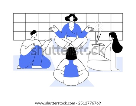 Mindful conversation isolated cartoon vector illustrations. Group of diverse people talking in retreat center, social communication, healthy lifestyle, professional service vector cartoon.