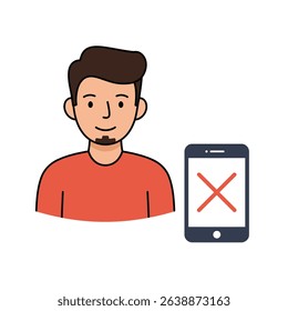 Mindful Digital Detox Person Phone Off White Background Stress Relief Reconnection