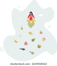 Mindful eating and daily diet with harmony and balance. character life .