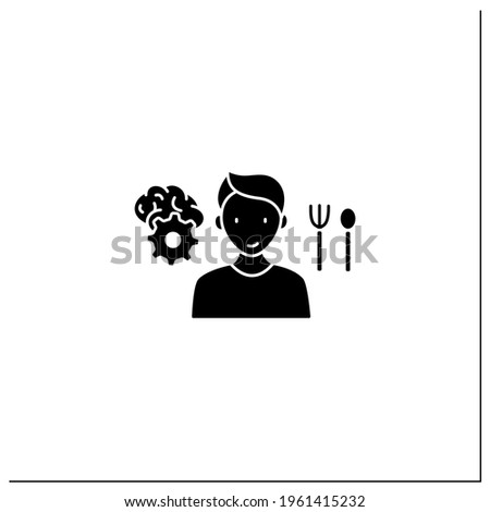 Mindful eating glyph icon. Control nutrition habits. Intuitive eating. Conscious nutrition. Healthcare concept. Filled flat sign. Isolated silhouette vector illustration