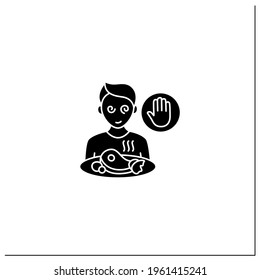 Mindful eating glyph icon. Unconscious nutrition. Overeating. Eat without being hungry. Healthcare concept. Filled flat sign. Isolated silhouette vector illustration