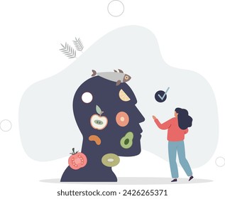 Mindful eating and healthy daily food consumption awareness .flat vector illustration.