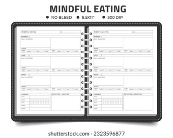 Mindful eating logbook on notebook kdp interior