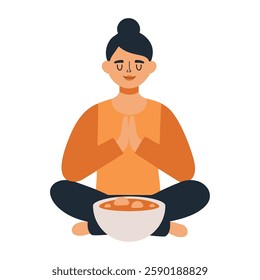 Mindful Eating Woman practice expressing gratitude