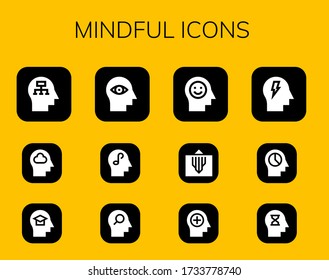 mindful icon set. 12 filled mindful icons.  Simple modern icons such as: Mind
