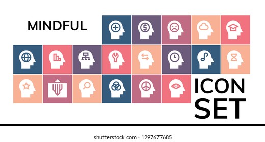  mindful icon set. 19 filled mindful icons. Simple modern icons about  - Mind