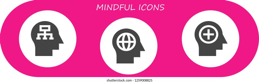  mindful icon set. 3 filled mindful icons. Simple modern icons about  - Mind