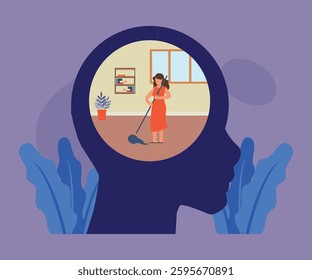 Mindful Living Concept – Mental Clarity Through Organization and Cleaning 2d flat vector illustrations
