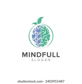 Mindful logo design with brain and puzzle icon