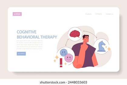 Mindful Pathways concept. An individual engages with Cognitive Behavioral Therapy to navigate thoughts and emotions.