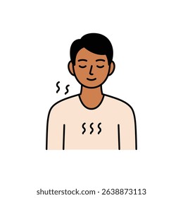 Mindful Person Deep Breath Peaceful Face White Background Serenity Inner Peace