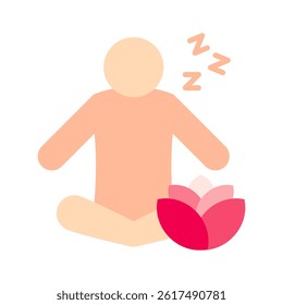 Mindful Rest flat color, mini illustration icon, related to relaxation, spa, wellness and more. Vector EPS 10 for modern concept, print, UI, UX kit, web and app development