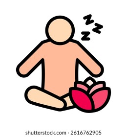 Mindful Rest outline color, mini illustration icon, related to relaxation, spa, wellness and more. Vector EPS 10 for modern concept, print, UI, UX kit, web and app development