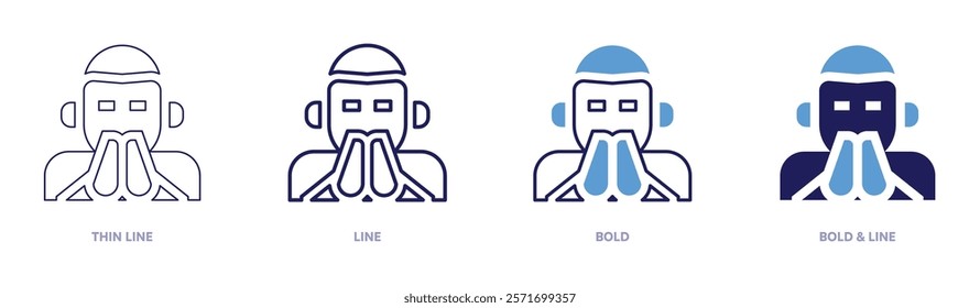 Mindful walking icon in 4 different styles. Thin Line, Line, Bold, and Bold Line. Duotone style. Editable stroke.