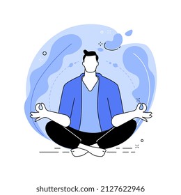 Mindfulness Abstract Concept Vector Illustration. Mindful Meditating, Mental Calmness And Self-consciousness, Focusing And Releasing Stress, Anxiety Alternative Home Treatment Abstract Metaphor.