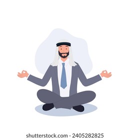 Mindfulness concept.  Arab Businessman is Meditating