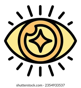 Mindfulness eye icon outline vector. Mind health. Yoga exercise color flat