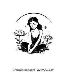 Mindfulness girl logo design embodies the spirit of calm and awareness. This elegant illustration is perfect for wellness and meditation brands.