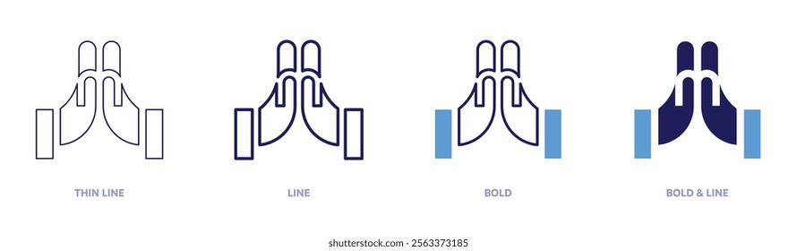 Mindfulness icon in 4 different styles. Thin Line, Line, Bold, and Bold Line. Duotone style. Editable stroke.