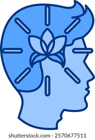 Mindfulness Icon - Lineal Blue Style - Social Anxiety Theme