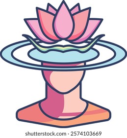 Mindfulness Icon - Lineal Color Style - Neuroscience Theme