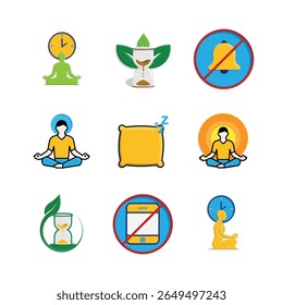 Mindfulness icon. Meditation and yoga, no notification, meditation timer, etc. lifestyles, meditating, exercise. isometric design style