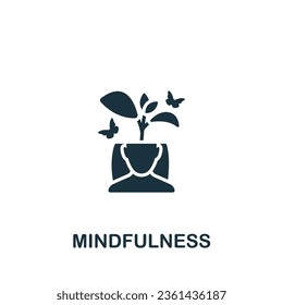 Mindfulness icon. Monochrome simple sign from mental health collection. Mindfulness icon for logo, templates, web design and infographics.