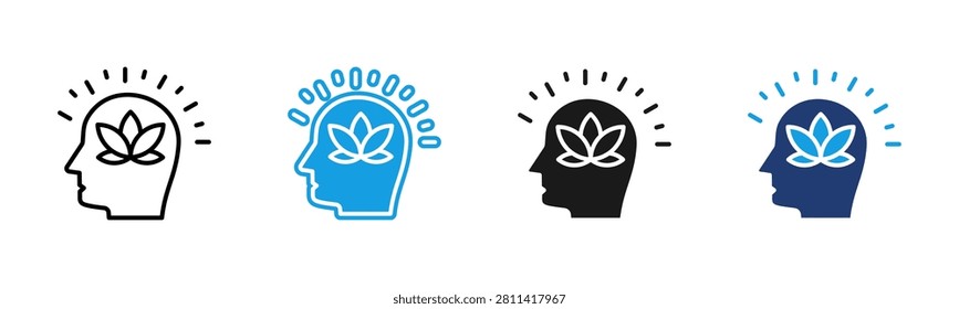 Mindfulness icon multiple style collection