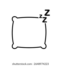 Mindfulness icon. Nap or rest. Pillow with letter Z. mental health. outline design style