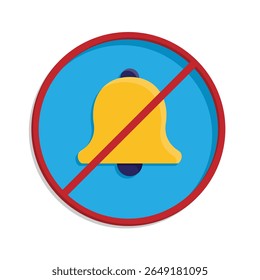 Mindfulness icon. no notification. bell in crossed circle. mental health, calmness, exercise. Isometric design style