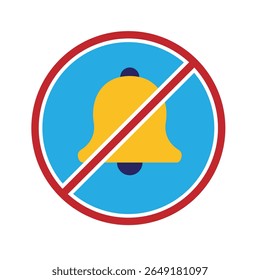 Mindfulness icon. no notification. bell in crossed circle. mental health, calmness, exercise. Flat design style