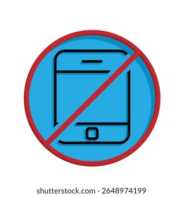 Mindfulness icon. no phone zone. handphone in crossed circle. mental health. mixed design style