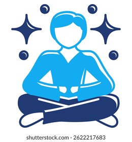 Mindfulness icon represented by meditation pose Dualtone style.