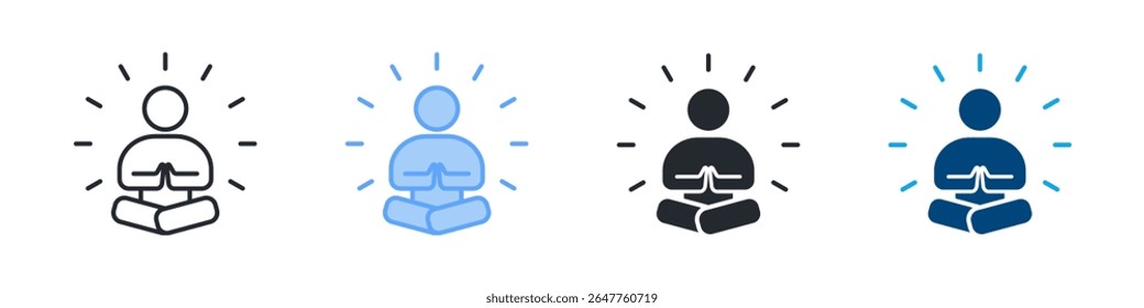 Mindfulness Icon Set Multiple Style. Designed In Outline, Blue, Glyph, Dual Tone