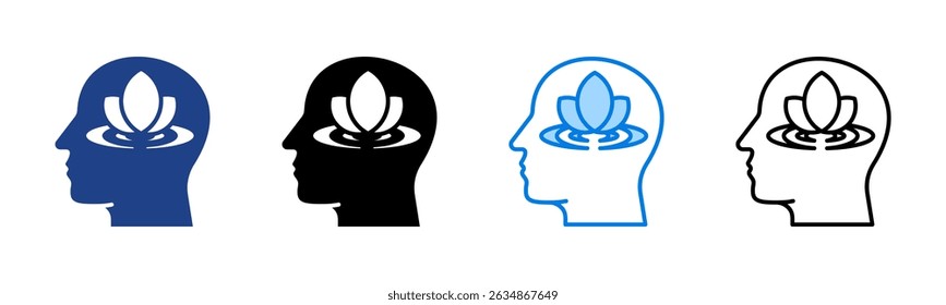 Mindfulness icon sheet multiple style collection