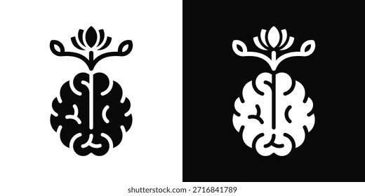 Icono de atención plena Estilo de fondo blanco y negro