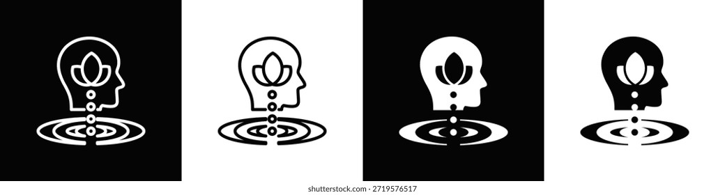 Icono de atención plena Estilo de fondo blanco y negro